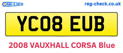 YC08EUB are the vehicle registration plates.