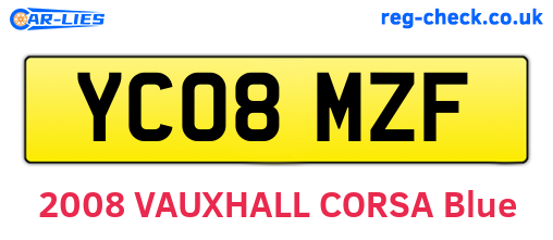 YC08MZF are the vehicle registration plates.