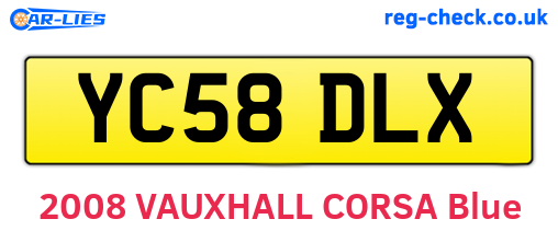 YC58DLX are the vehicle registration plates.