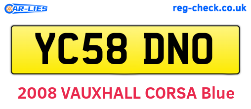 YC58DNO are the vehicle registration plates.