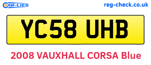 YC58UHB are the vehicle registration plates.