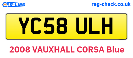 YC58ULH are the vehicle registration plates.