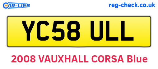 YC58ULL are the vehicle registration plates.
