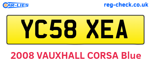 YC58XEA are the vehicle registration plates.