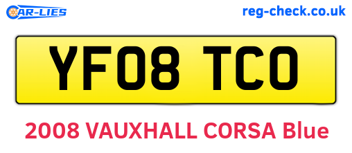YF08TCO are the vehicle registration plates.