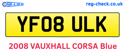 YF08ULK are the vehicle registration plates.
