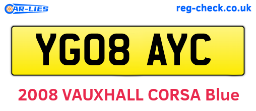 YG08AYC are the vehicle registration plates.