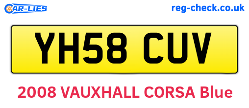 YH58CUV are the vehicle registration plates.