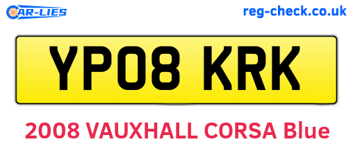 YP08KRK are the vehicle registration plates.