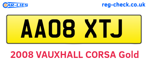 AA08XTJ are the vehicle registration plates.