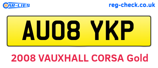 AU08YKP are the vehicle registration plates.