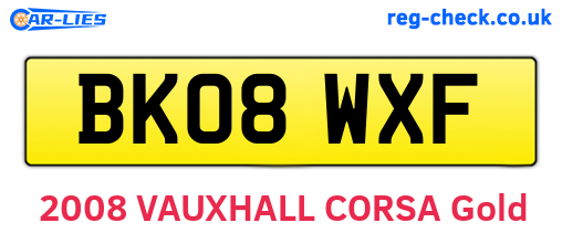 BK08WXF are the vehicle registration plates.