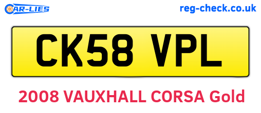 CK58VPL are the vehicle registration plates.