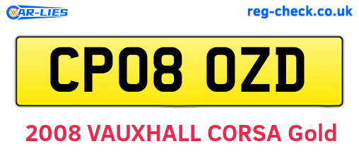 CP08OZD are the vehicle registration plates.