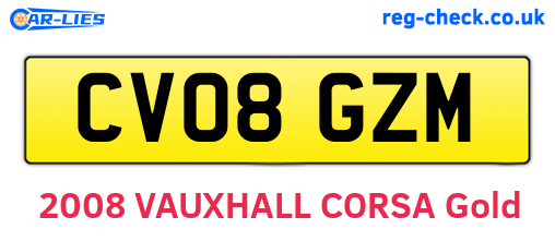 CV08GZM are the vehicle registration plates.