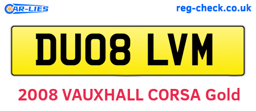 DU08LVM are the vehicle registration plates.