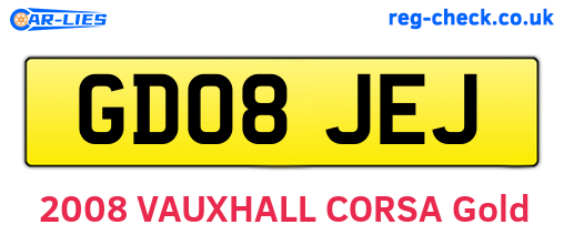 GD08JEJ are the vehicle registration plates.