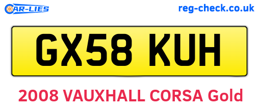 GX58KUH are the vehicle registration plates.