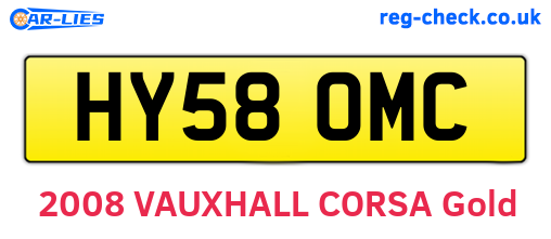 HY58OMC are the vehicle registration plates.