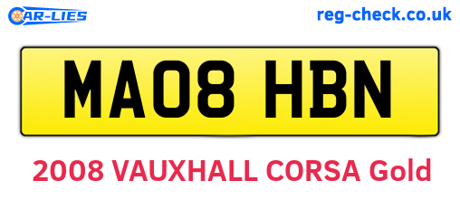 MA08HBN are the vehicle registration plates.