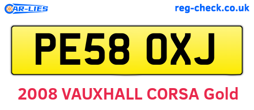 PE58OXJ are the vehicle registration plates.