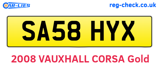 SA58HYX are the vehicle registration plates.