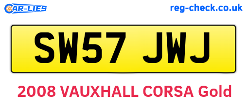 SW57JWJ are the vehicle registration plates.