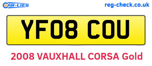 YF08COU are the vehicle registration plates.
