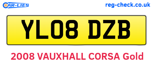 YL08DZB are the vehicle registration plates.