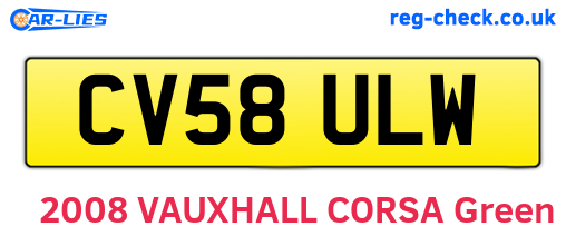 CV58ULW are the vehicle registration plates.