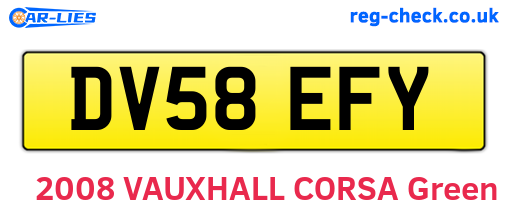 DV58EFY are the vehicle registration plates.