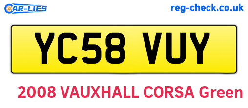 YC58VUY are the vehicle registration plates.