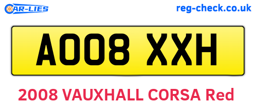 AO08XXH are the vehicle registration plates.