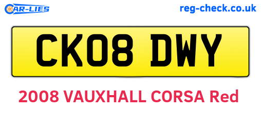 CK08DWY are the vehicle registration plates.