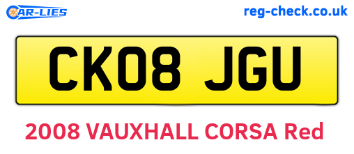 CK08JGU are the vehicle registration plates.