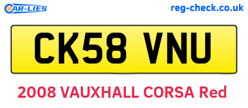 CK58VNU are the vehicle registration plates.