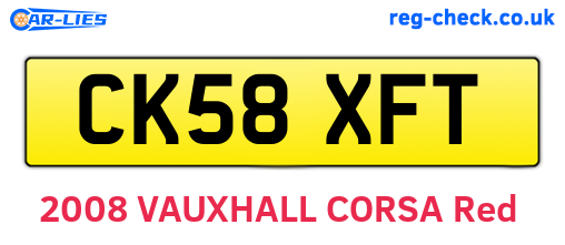 CK58XFT are the vehicle registration plates.