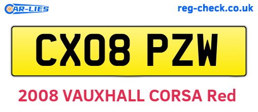 CX08PZW are the vehicle registration plates.