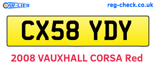 CX58YDY are the vehicle registration plates.