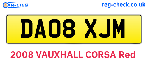 DA08XJM are the vehicle registration plates.