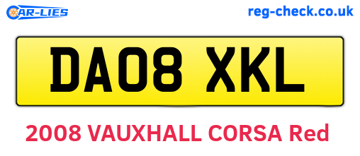 DA08XKL are the vehicle registration plates.