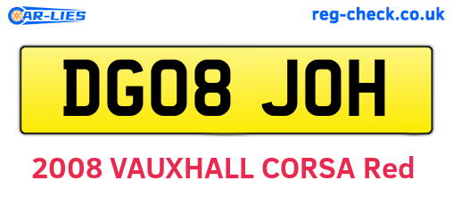 DG08JOH are the vehicle registration plates.