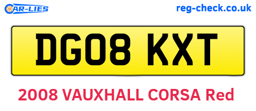 DG08KXT are the vehicle registration plates.
