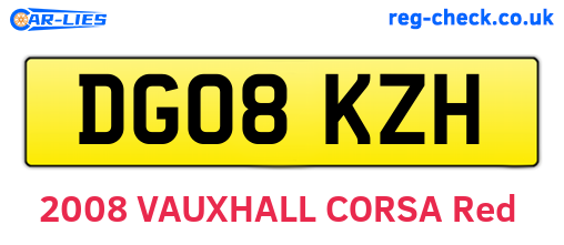 DG08KZH are the vehicle registration plates.