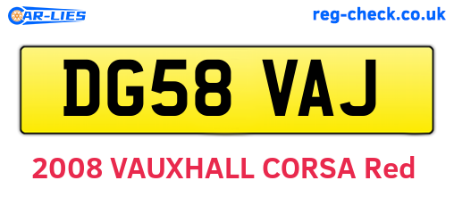 DG58VAJ are the vehicle registration plates.