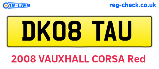 DK08TAU are the vehicle registration plates.