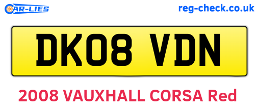 DK08VDN are the vehicle registration plates.