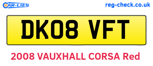 DK08VFT are the vehicle registration plates.