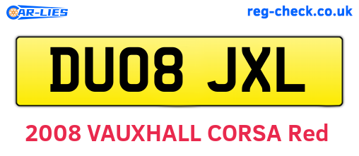 DU08JXL are the vehicle registration plates.