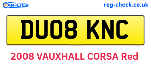 DU08KNC are the vehicle registration plates.